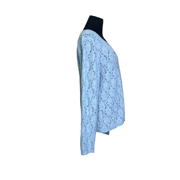 Modern Soul blue eyelet buttoned long sleeves blouse size Large - Picture 6 of 9